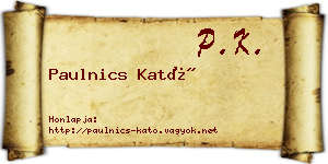 Paulnics Kató névjegykártya